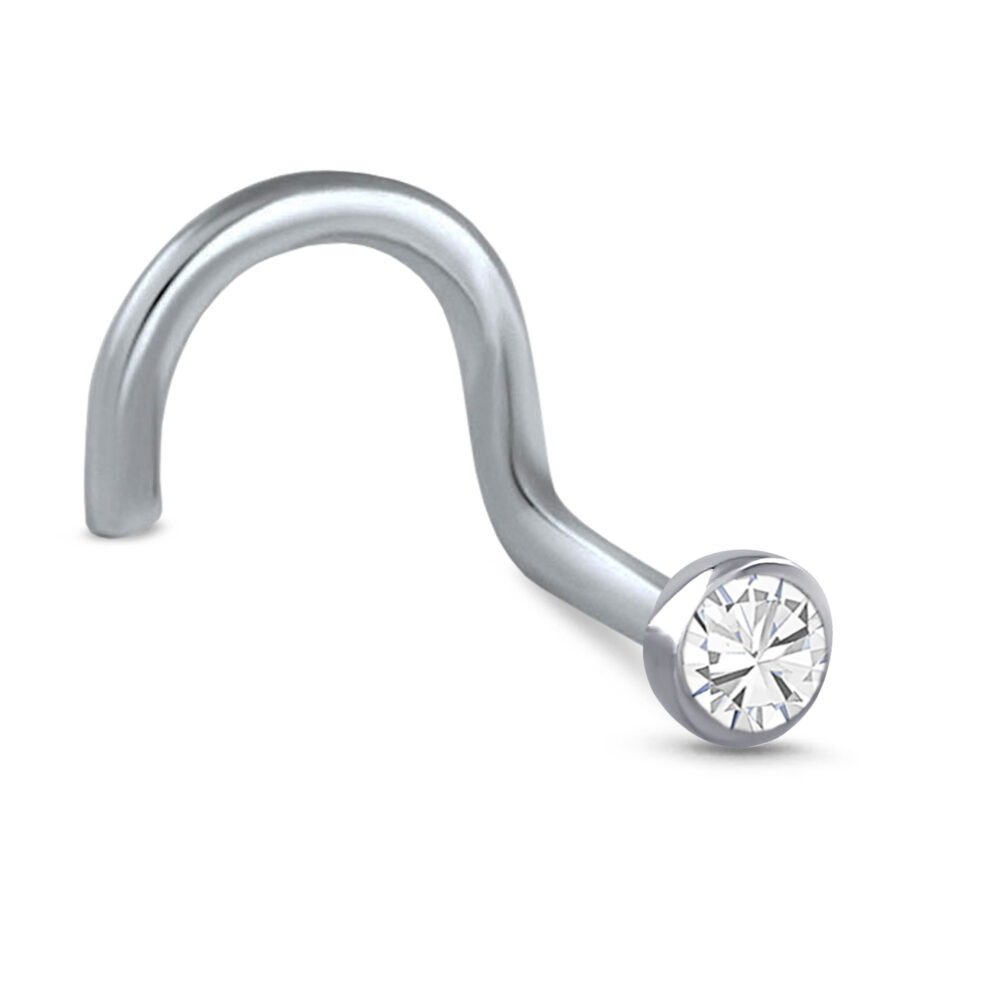 2mm Bezel CZ Nose Stud 316L Surgical Steel 18G