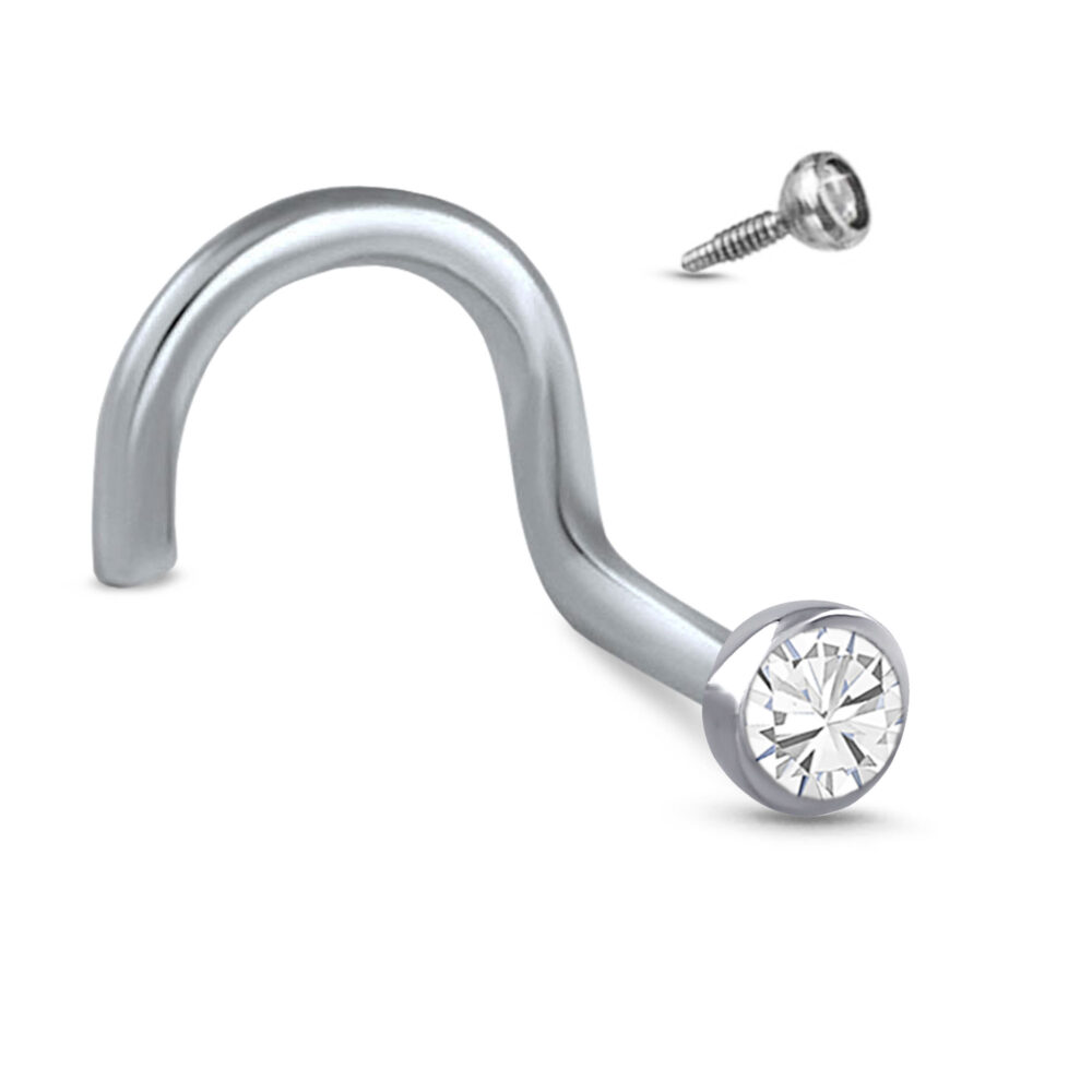 2mm Bezel CZ Nose Stud 316L Surgical Steel 18G - Image 2