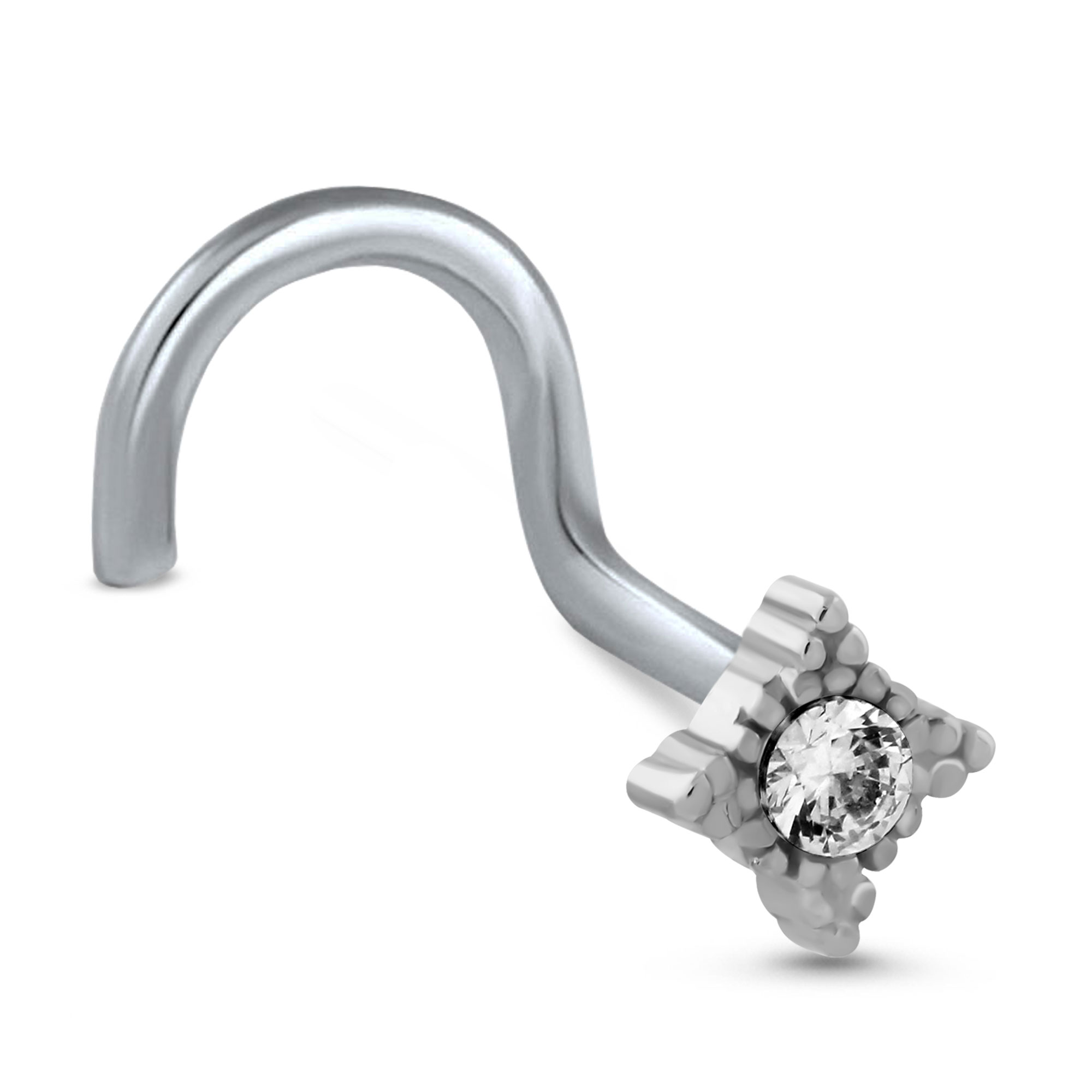 Diamond Shape Nose Stud Ring 316L Surgical Steel 20G