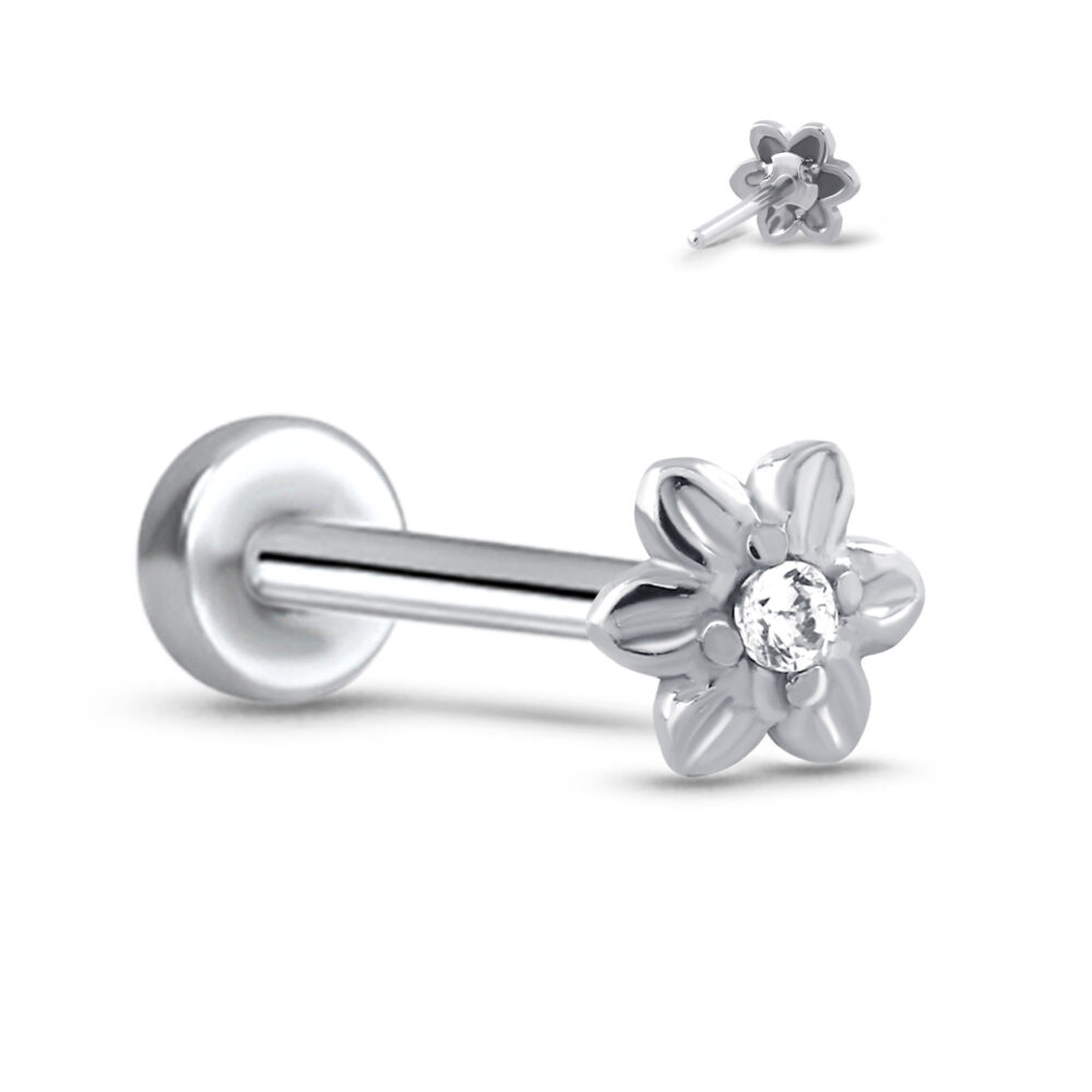 Flower Labret Style Threadless Push Pin Surgical Steel Stud - Image 2