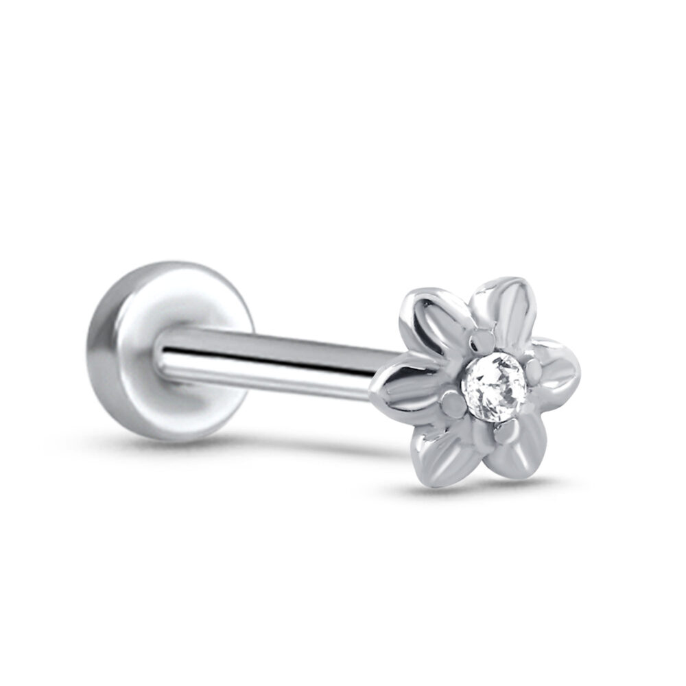 Flower Labret Style Threadless Push Pin Surgical Steel Stud