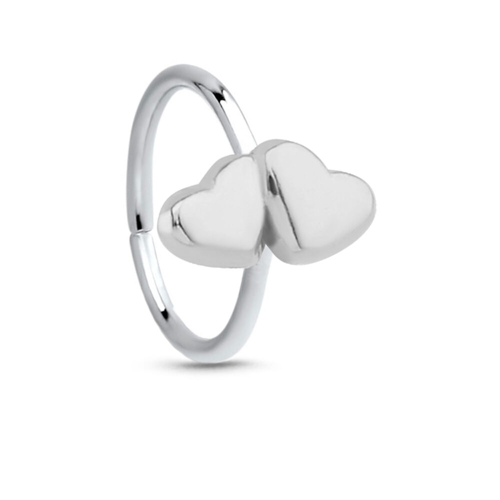 Surgical Steel Seamless hoop featuring a Double Heart design