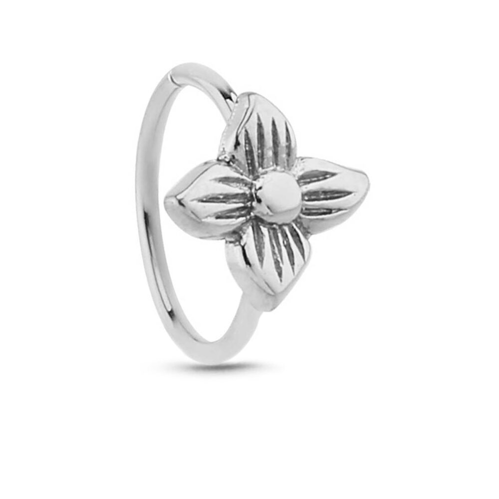 Surgical Steel Seamless hoop featuring a Flower design