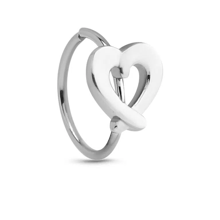 Surgical Steel Seamless hoop featuring a Hollow Heart design