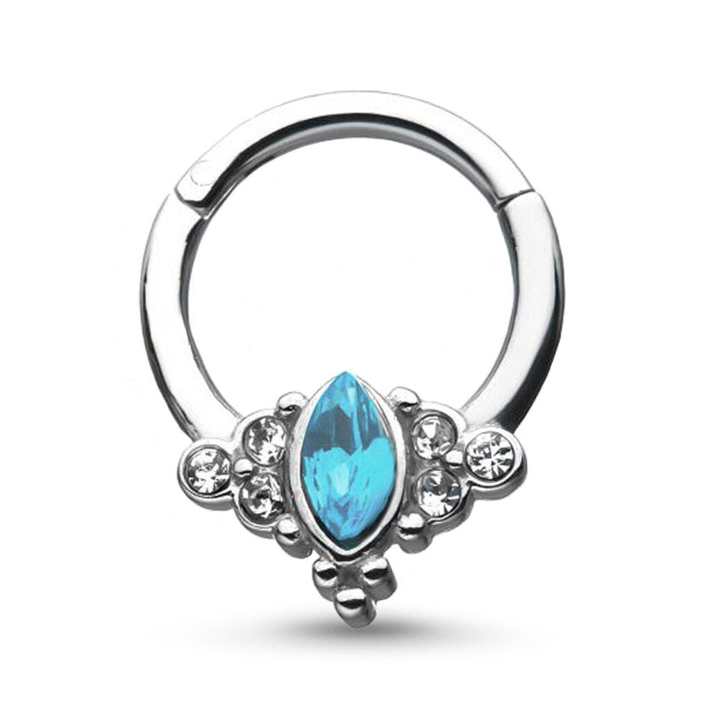 surgical steel blue marquise septum clicker hoop