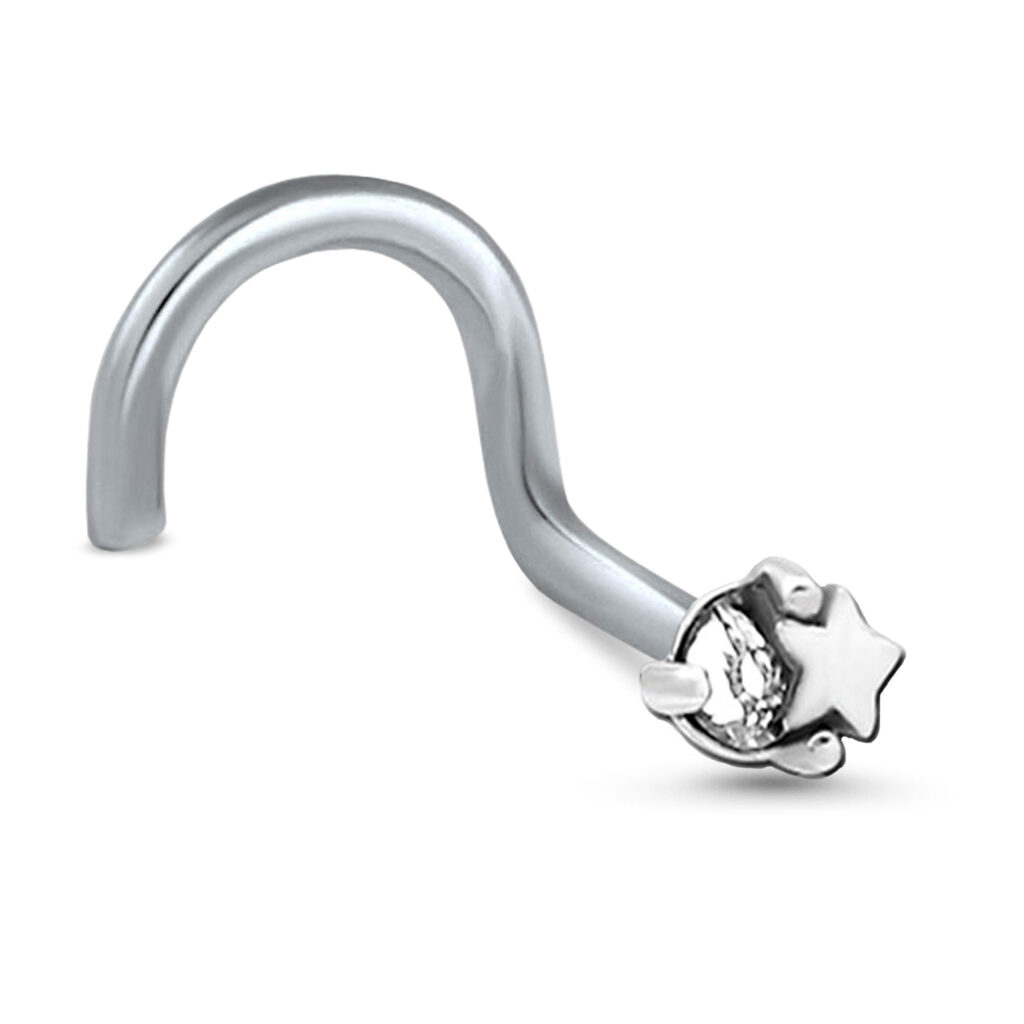 surgical steel right nostril screw nose stud featuring a triple star design