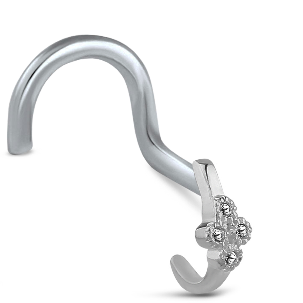Surgical Steel 4 Stone Nose Hugger Right Nose Screw