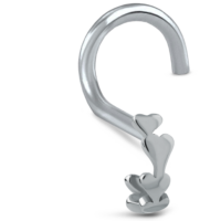 Surgical Steel Nose Hugger Left Nose Screws Featuring a stacked Hearts design