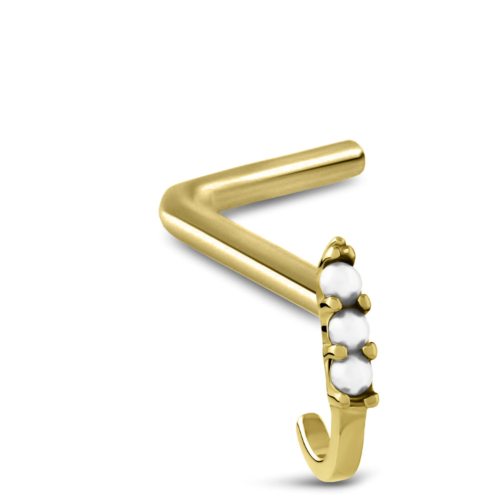 Claw Set Pearls Nose Hugger Stud 316L Surgical Steel 20G