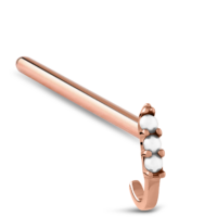 Surgical Steel Rose Colored Nose Hugger Straight Featuring a triple pearl design