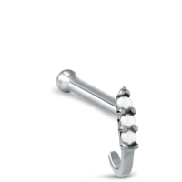 Surgical Steel Nose Hugger Bone Featuring a triple pearl design