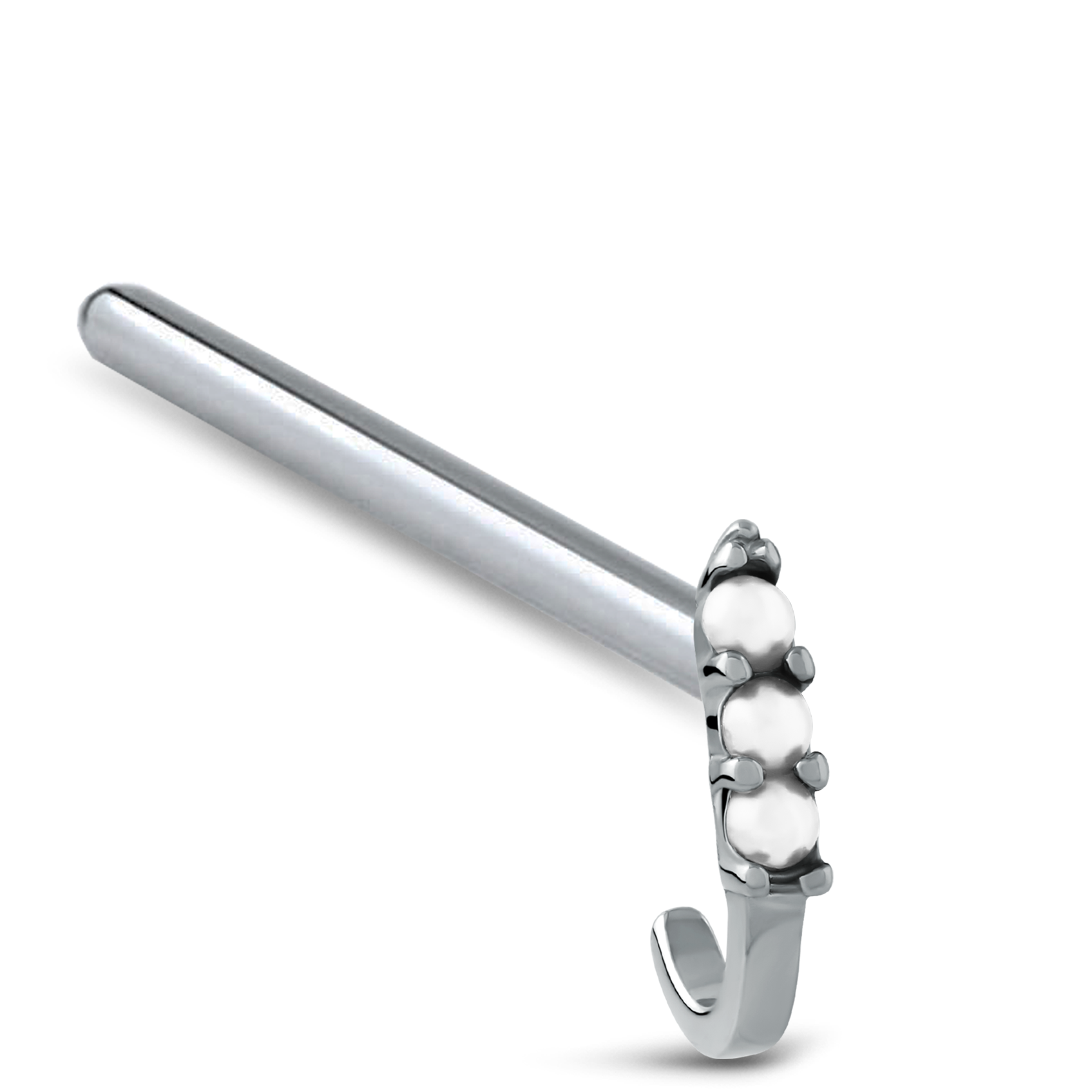Claw Set Pearls Nose Hugger Stud 316L Surgical Steel 20G