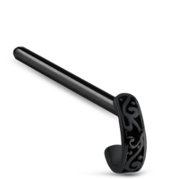 Surgical Steel Black colored Nose Hugger 15mm Straight Featuring a Tribal design