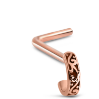 Surgical Steel Rose colored Nose Hugger L Bend Featuring a Tribal design