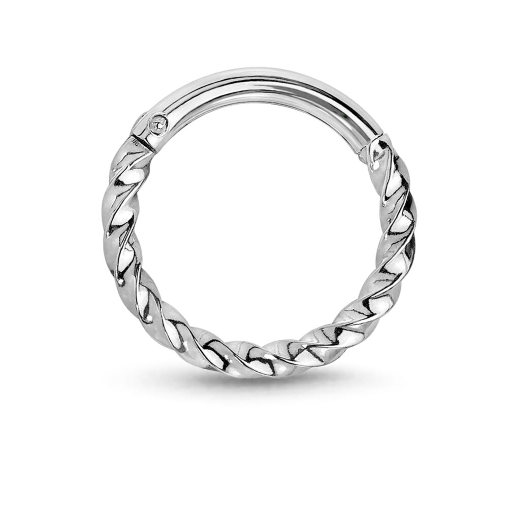 surgical steel twisted hinged clicker hoop