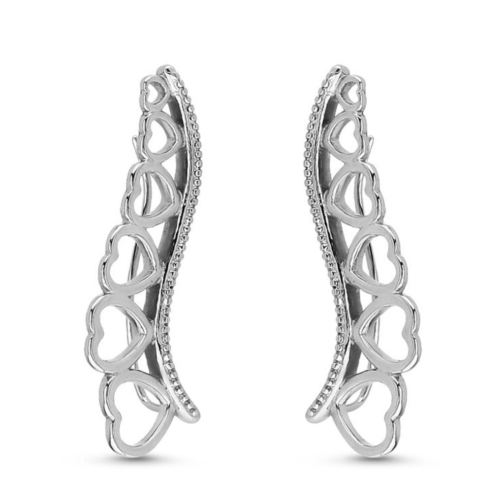 surgical steel ear vine crawler earring featuring a heart design