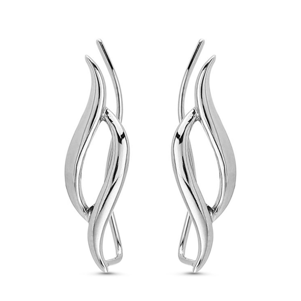 surgical steel ear vine crawler earring featuring a double wave design