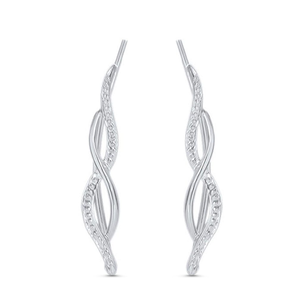 925 sterling silver ear vine crawler earring featuring a studded twist design