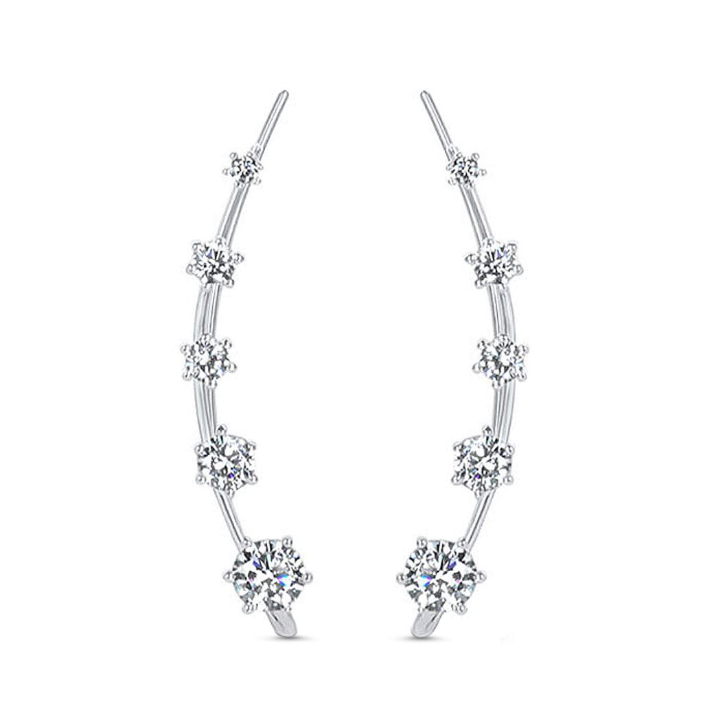 925 sterling silver ear vine crawler earring featuring 5 stones wrapping the length of the design