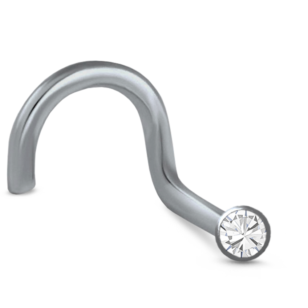 Bezel CZ Nose Screw Stud Titanium