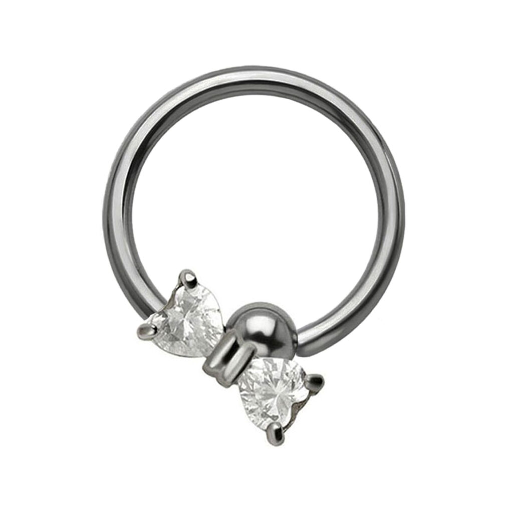 titanium captive bead hoop with a bow charm