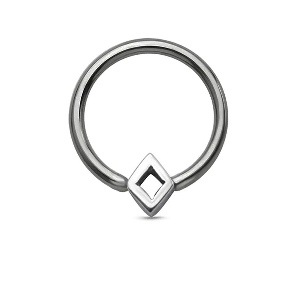 titanium captive hoop with a center diamond charm