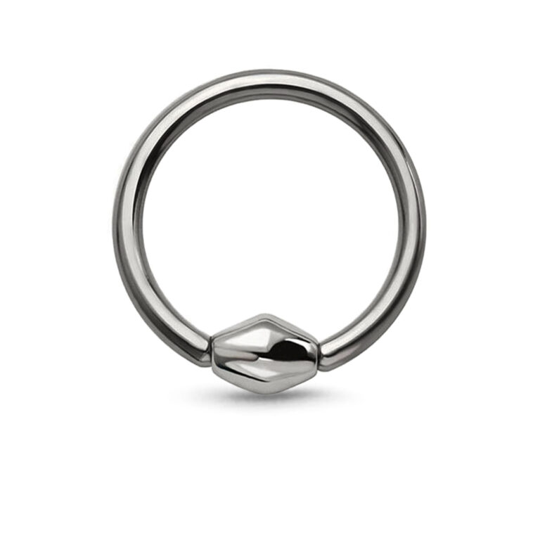 titanium captive hoop with a center bicone charm