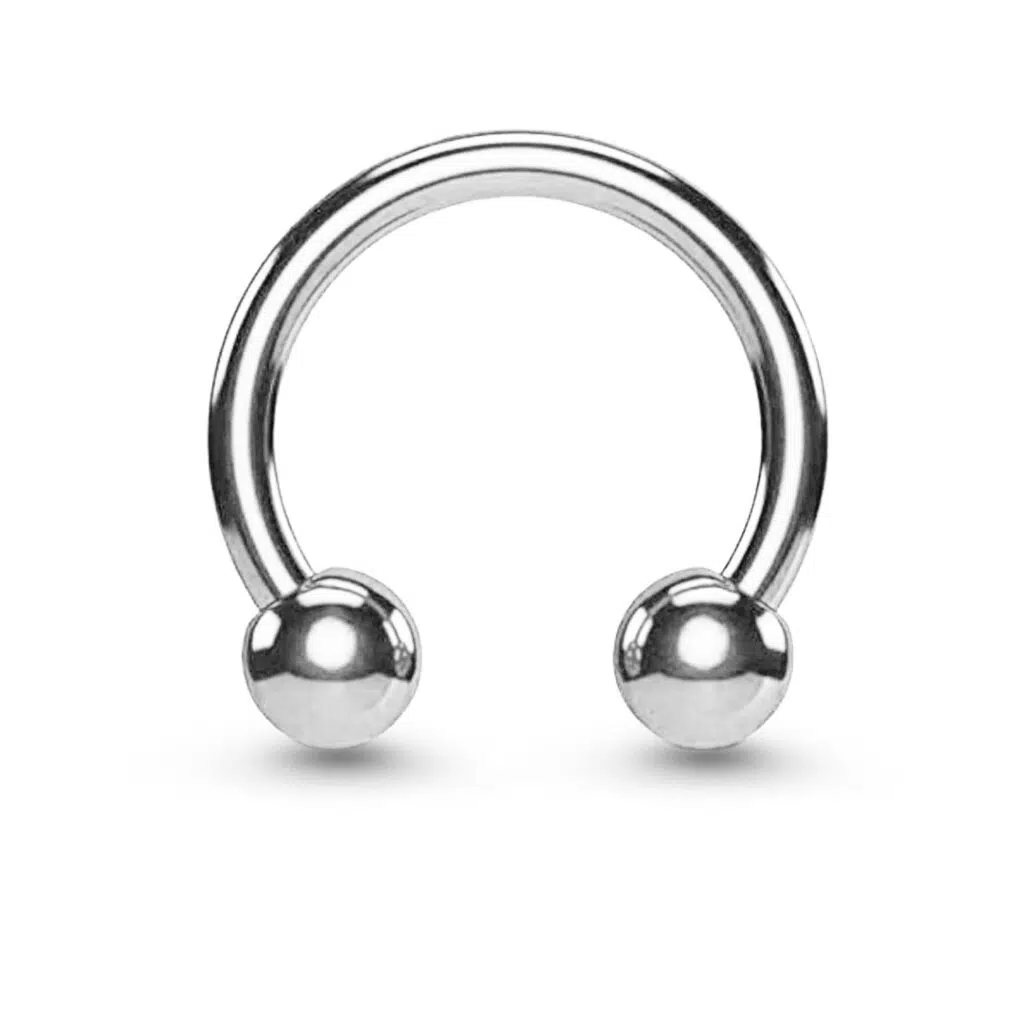 Steel colored titanium plated curved horseshoe style nose ring hoop