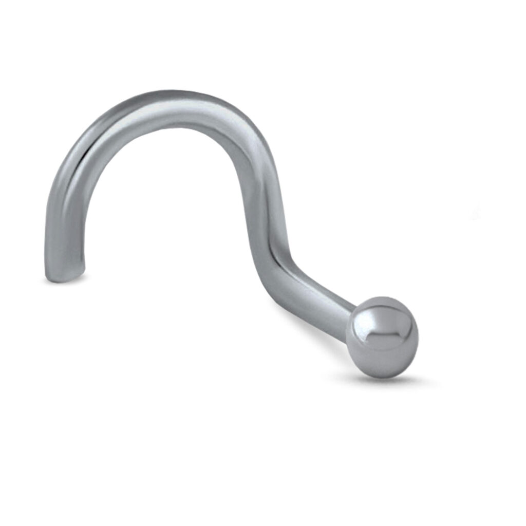 titanium right nostril nose screw stud featuring a 2mm ball design