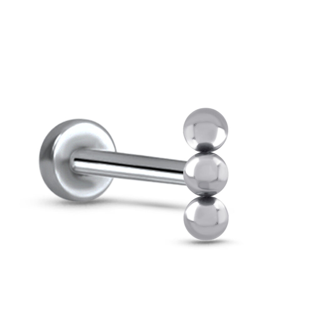 Triple Ball Screw Style Labret Nose Stud Titanium 16G