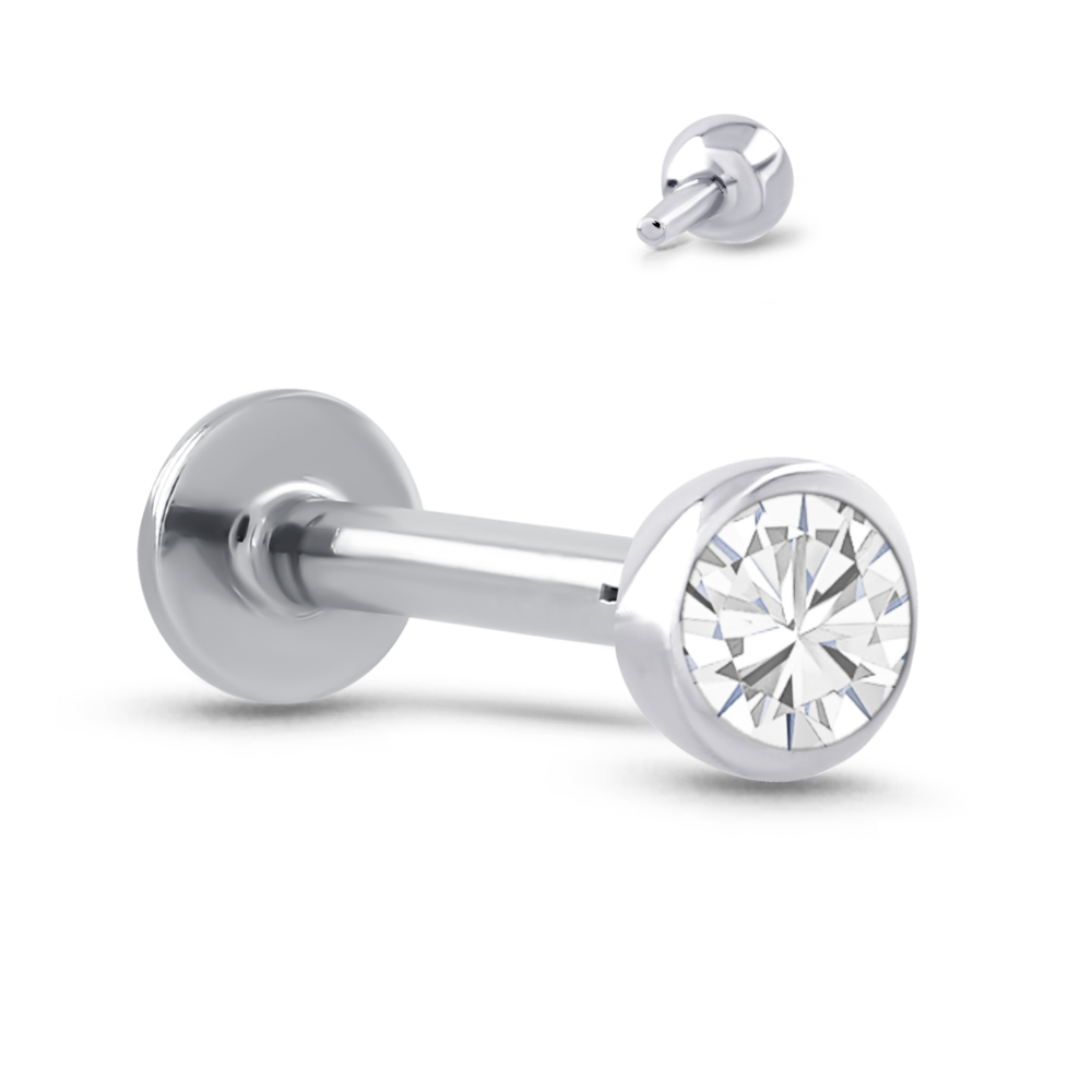 White Gold Bezel Labret with secondary picture