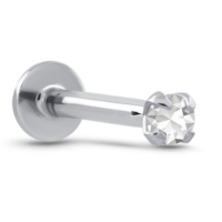 White Gold Push Pin Labret Featuring a Pronged Genuine 1.5mm Stone