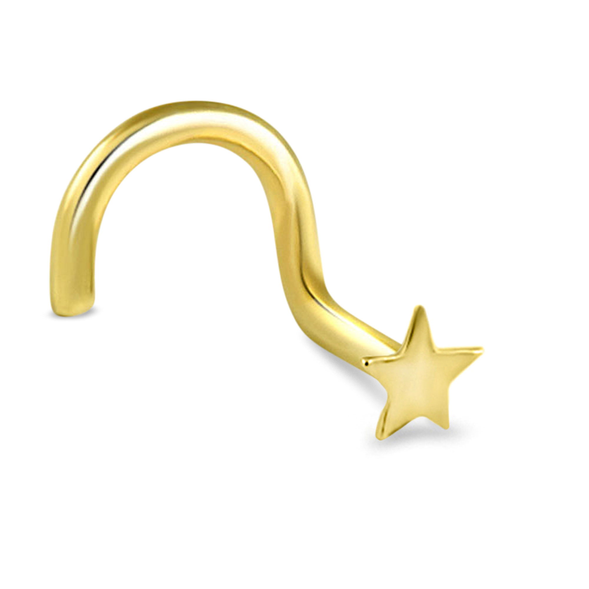 Star Nose Ring Stud 14K White, Yellow Gold