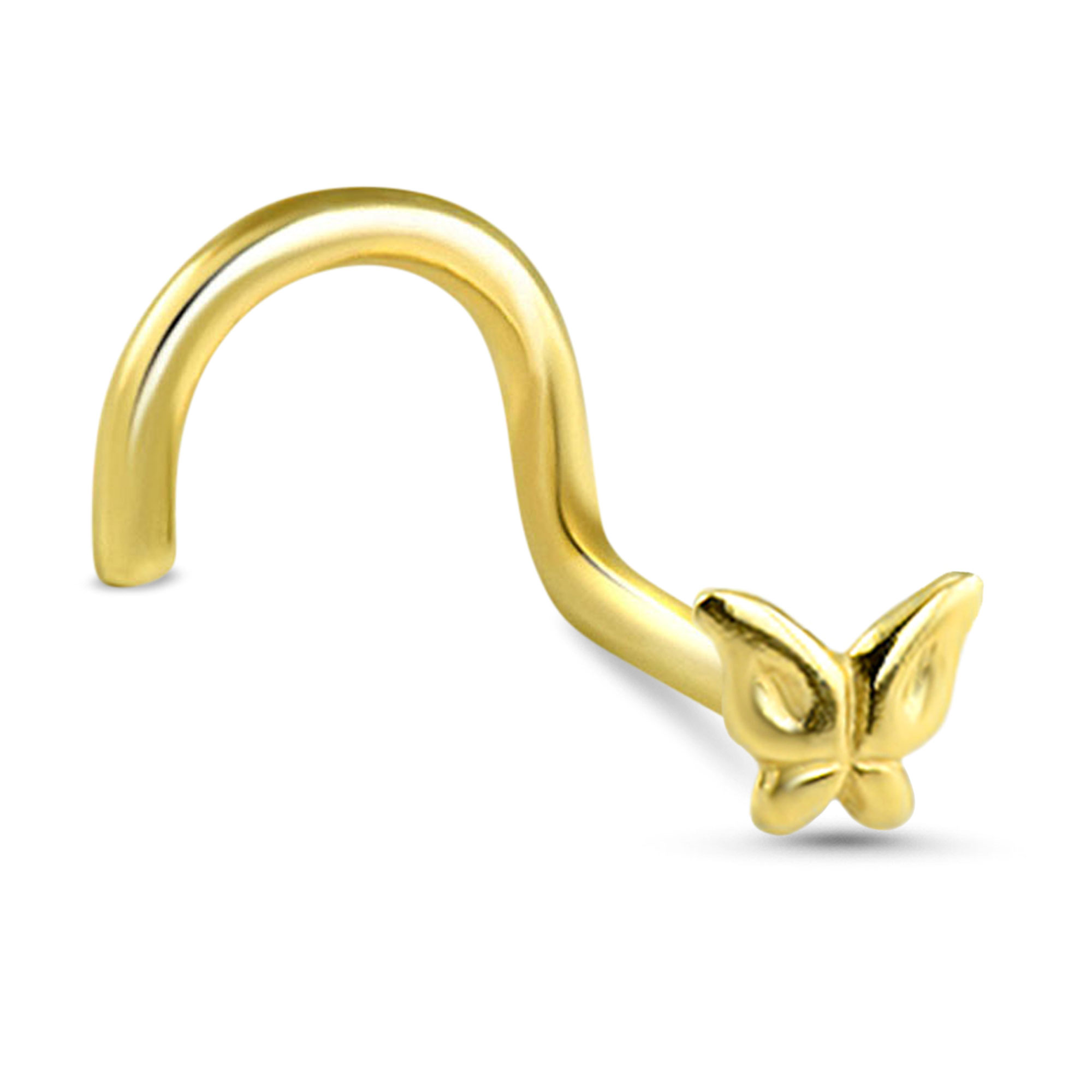 Butterfly Nose Ring 14K Yellow or White Gold