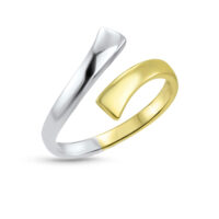 White And Yellow Gold Toe Ring featuring a harmony design
