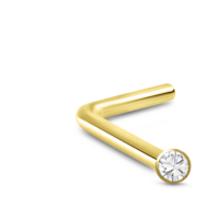 Sterling Silver Yellow Gold Glued Bezel 1mm Stone L Bend