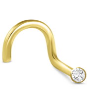 Sterling Silver Yellow Gold Glued Bezel 1mm Stone Right Nose Screw